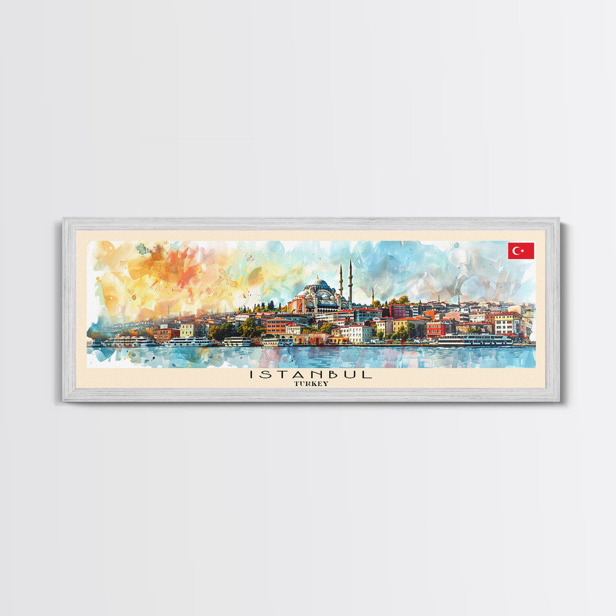 Istanbul Turkey Travel Print Wall Art, Panoramic City Art, Travel Art, Wall Decor, Vacation Gift, Framed Canvas Print Or Metal Art