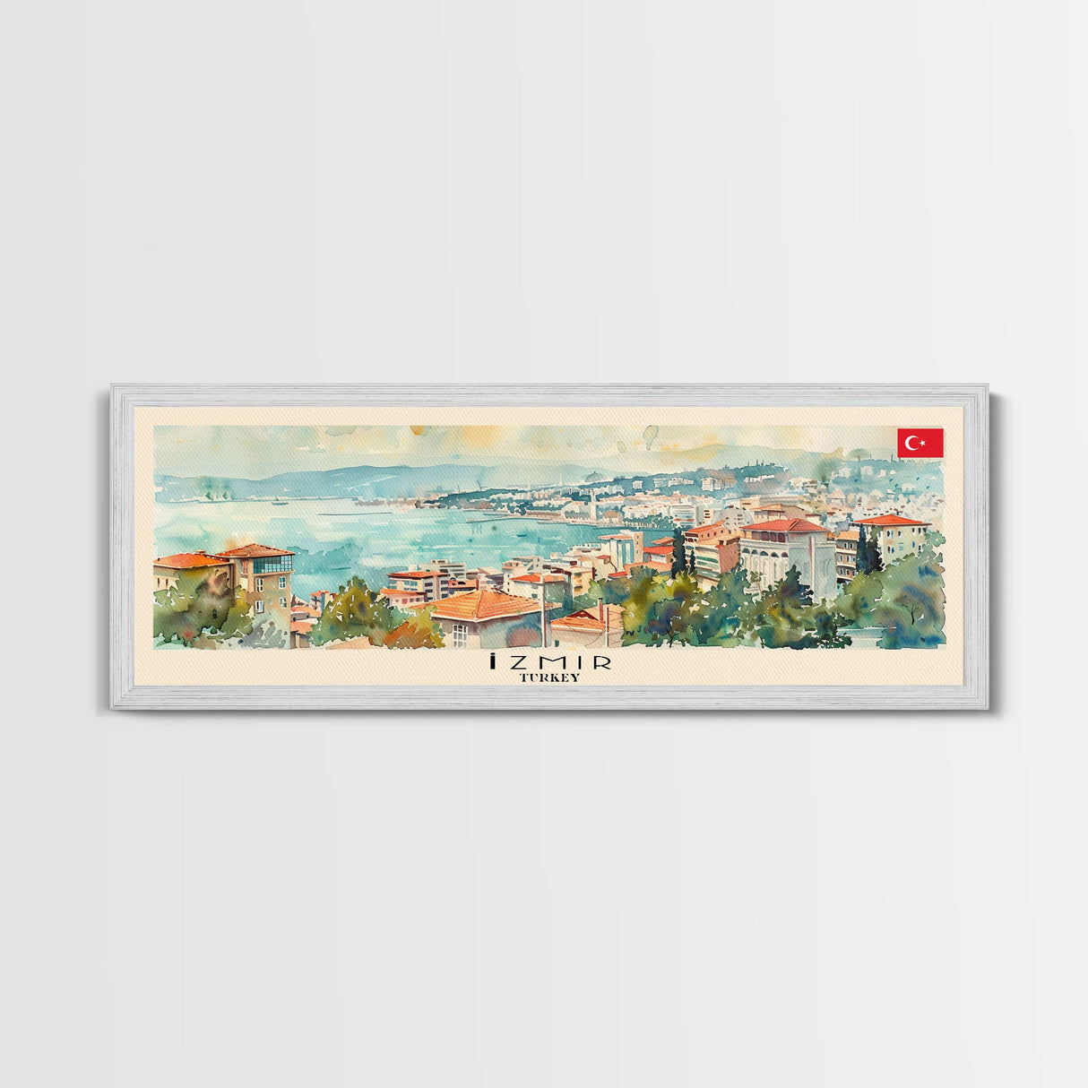 Izmir Turkey Travel Print Wall Art, Panoramic City Art, Travel Art, Wall Decor, Vacation Gift, Framed Canvas Print Or Metal Art