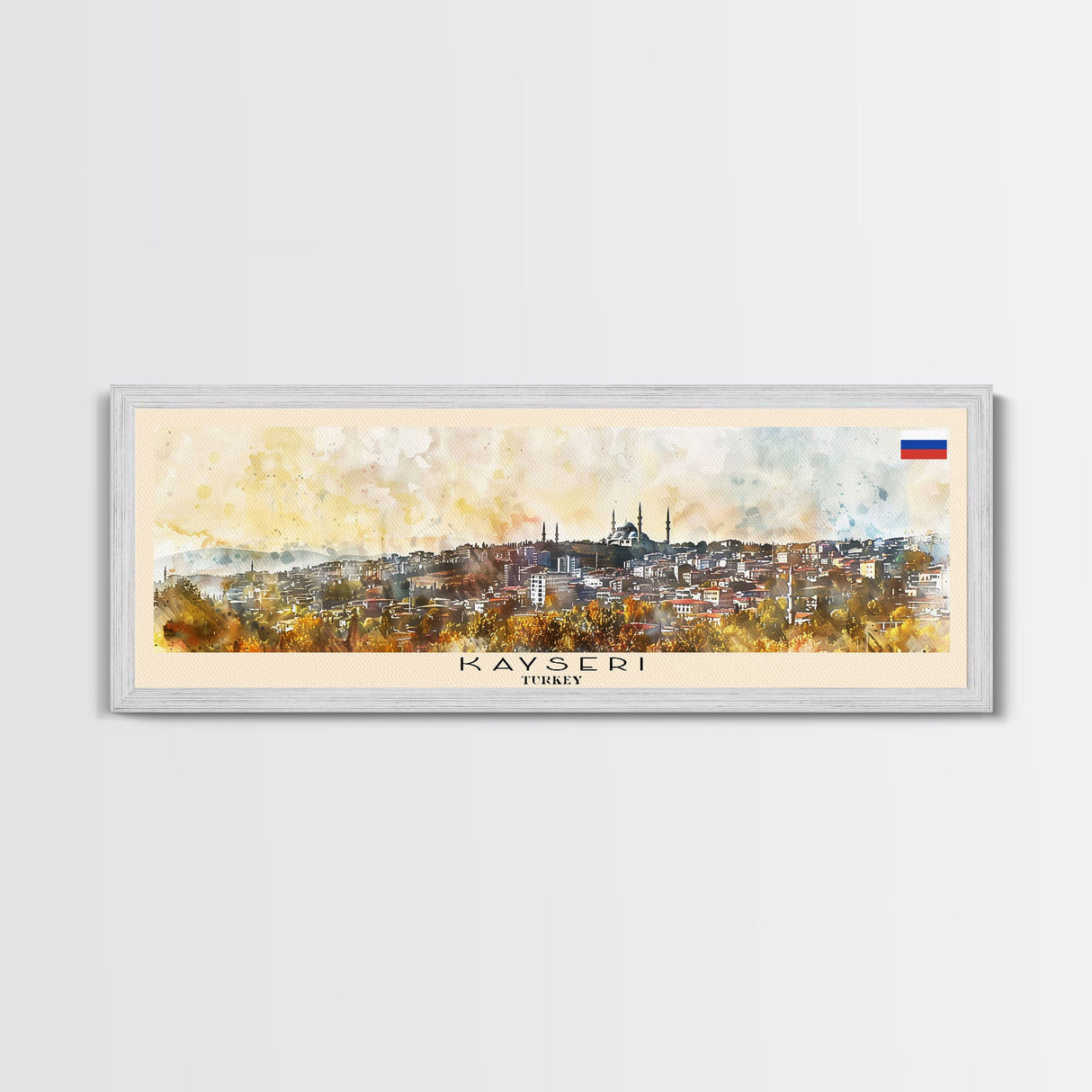 Kayseri Turkey Travel Art, City Art, Framed Canvas Print or Metal Wall Art, Europe Travel Poster, Panoramic Wall Art, Extra Wide Wall Art