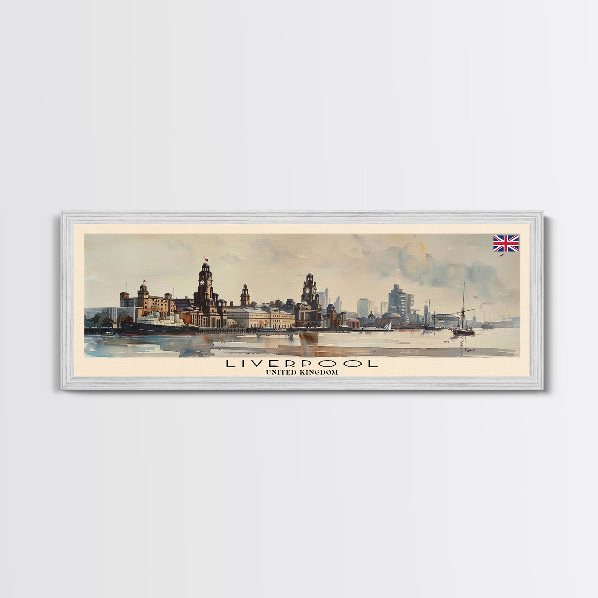 Liverpool United Kingdom Travel Art, City Art, Framed Canvas Print or Metal Wall Art, Europe Travel Poster, Panoramic Wall Art, Extra Wide Wall Art