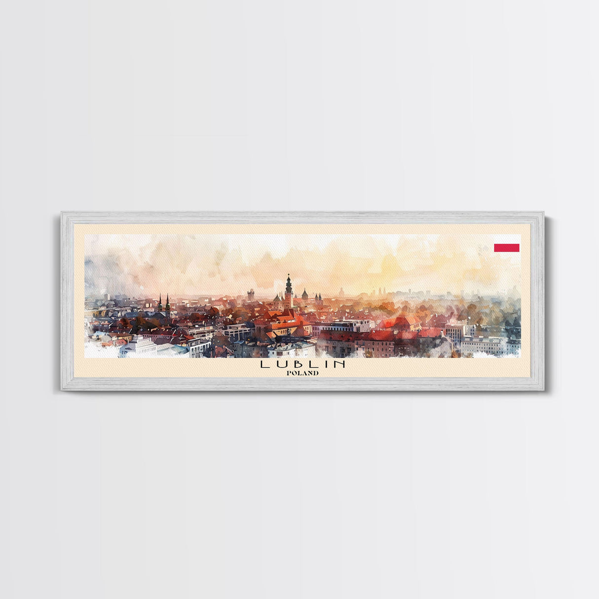 Lublin Poland Travel Print Wall Art, Panoramic City Art, Travel Art, Wall Decor, Vacation Gift, Framed Canvas Print Or Metal Art