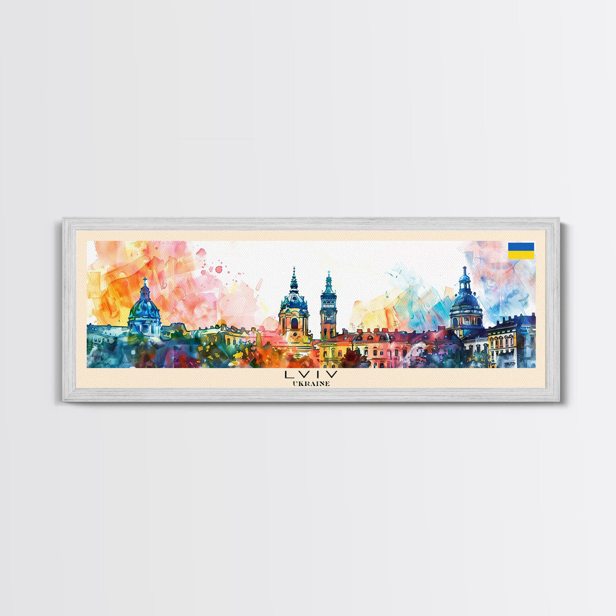 Lviv Ukraine Wall Art, Panoramic Travel Poster, Panoramic Framed Canvas Print, City Wall Art, Wall Hanging Home Decor, Travel Art