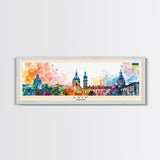 Lviv Ukraine Wall Art, Panoramic Travel Poster, Panoramic Framed Canvas Print, City Wall Art, Wall Hanging Home Decor, Travel Art