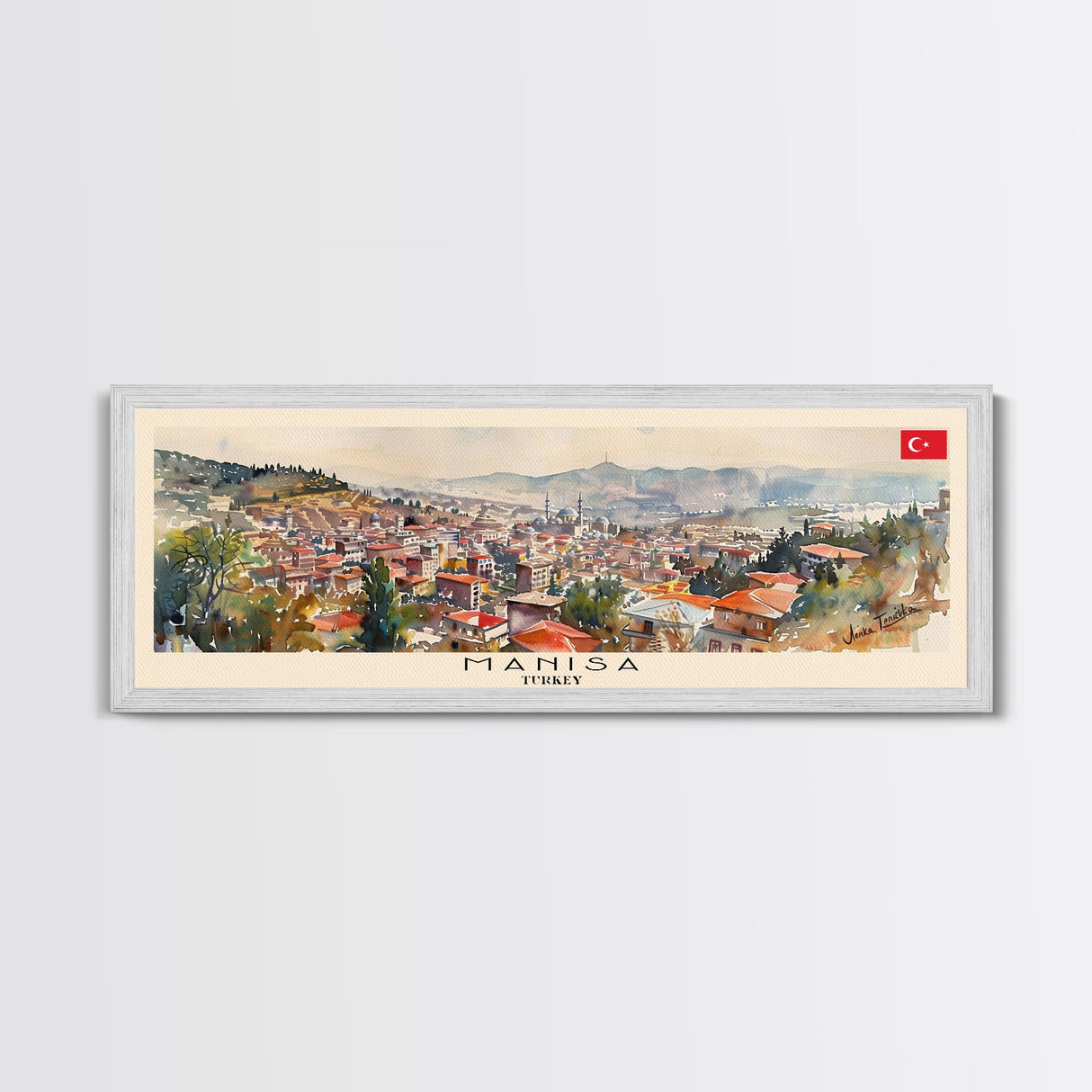 Manisa Turkey Wall Art, Panoramic Travel Poster, Panoramic Framed Canvas Print, City Wall Art, Wall Hanging Home Decor, Travel Art