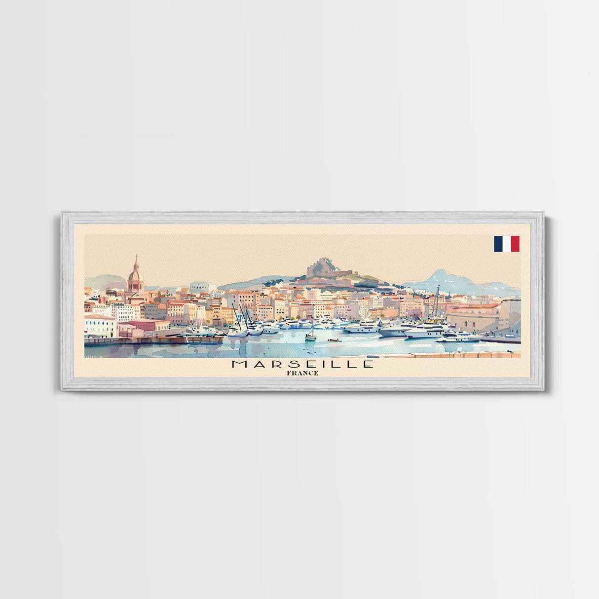 Marseille France Travel Print Wall Art, Panoramic City Art, Travel Art, Wall Decor, Vacation Gift, Framed Canvas Print Or Metal Art