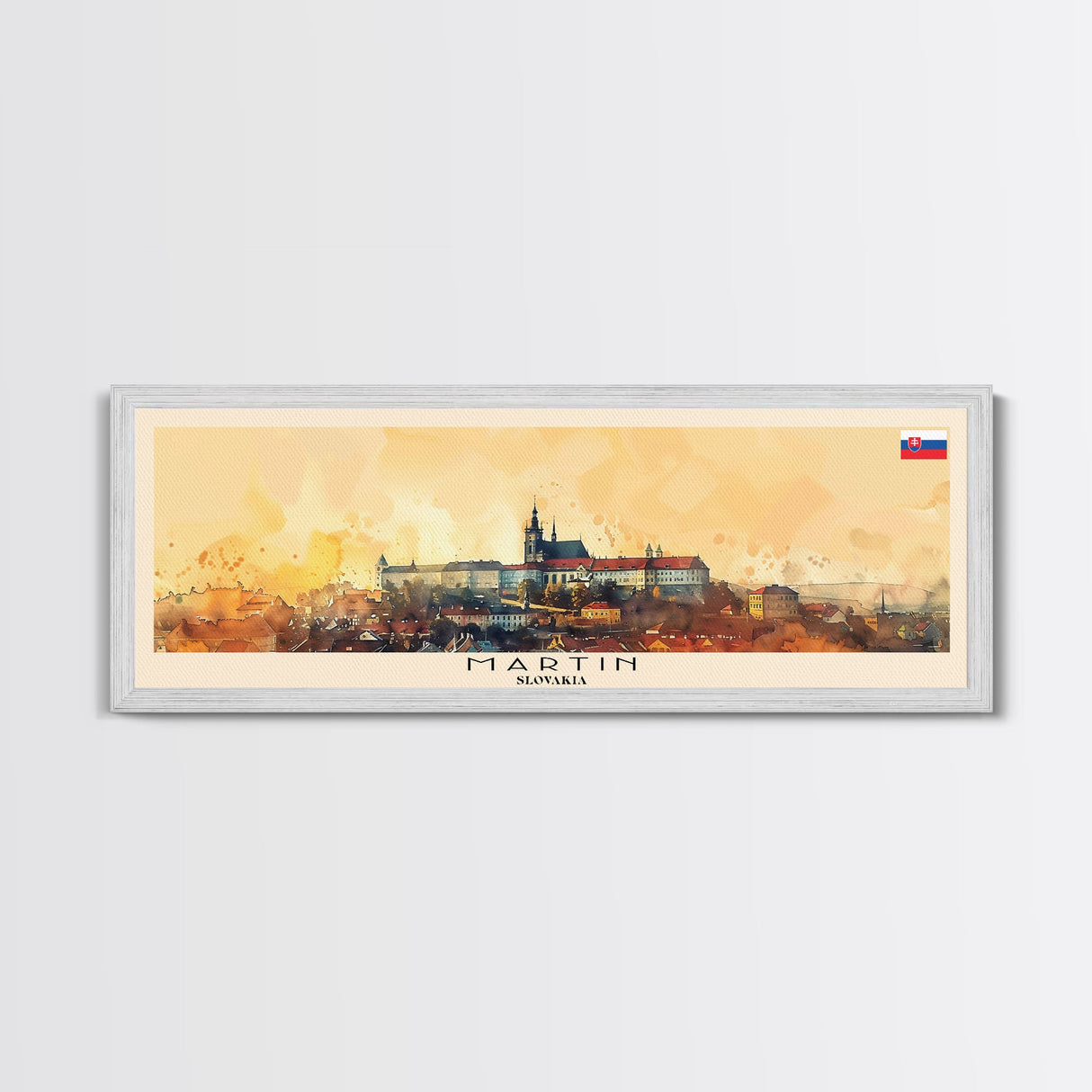 Martin Slovakia Travel Art, City Art, Framed Canvas Print or Metal Wall Art, Europe Travel Poster, Panoramic Wall Art, Extra Wide Wall Art