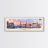 Mechelen Belgium Panoramic Travel Poster, Framed Canvas Print or Metal Wall Art, Travel Art, Home Decor, Panoramic Painting, Midcentury Art