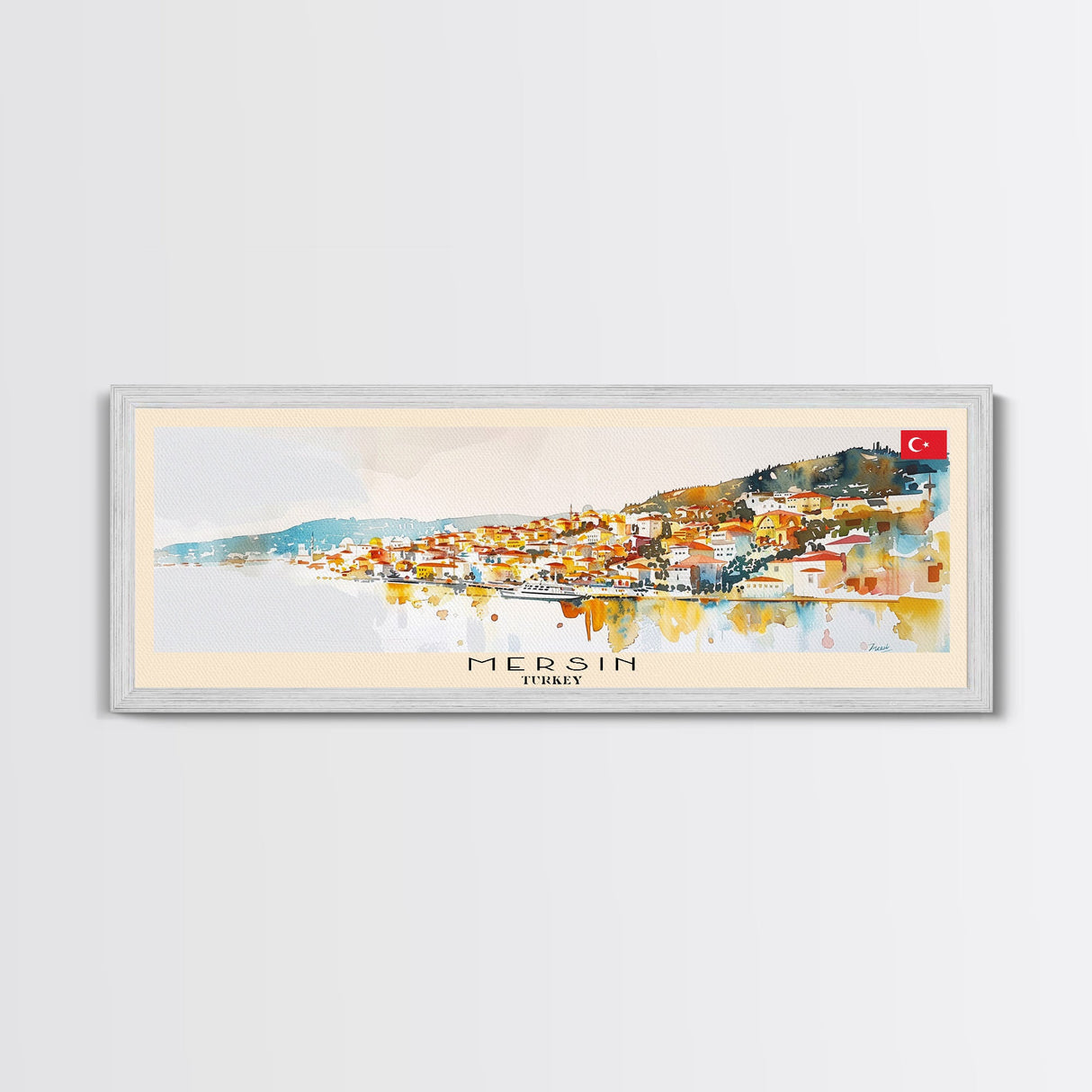 Mersin Turkey Wall Art, Panoramic Travel Poster, Panoramic Framed Canvas Print, City Wall Art, Wall Hanging Home Decor, Travel Art