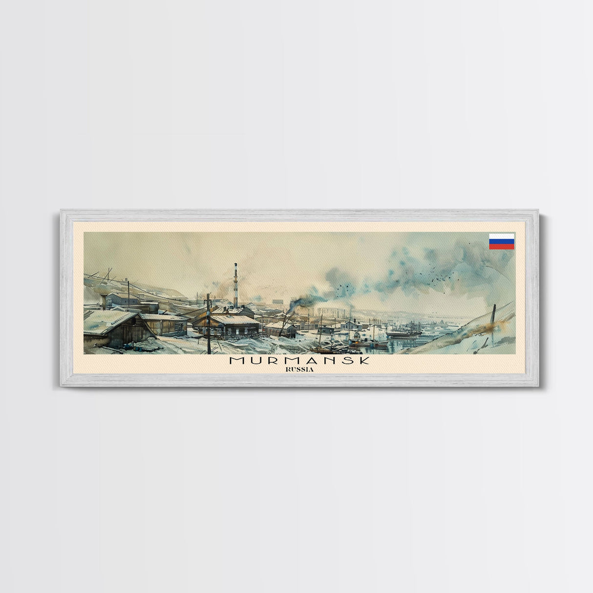 Murmansk Russia Panoramic Travel Poster, Framed Canvas Print or Metal Wall Art, Travel Art, Home Decor, Panoramic Painting, Midcentury Art