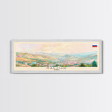 Nalchik Russia Panoramic Travel Poster, Framed Canvas Print or Metal Wall Art, Travel Art, Home Decor, Panoramic Painting, Midcentury Art