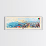 Napoles Italy Travel Art, City Art, Framed Canvas Print or Metal Wall Art, Europe Travel Poster, Panoramic Wall Art, Extra Wide Wall Art