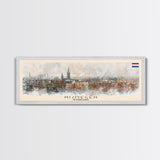 Nijmegen Netherlands Panoramic Travel Poster, Framed Canvas Print or Metal Wall Art, Travel Art, Home Decor, Panoramic Painting, Midcentury Art