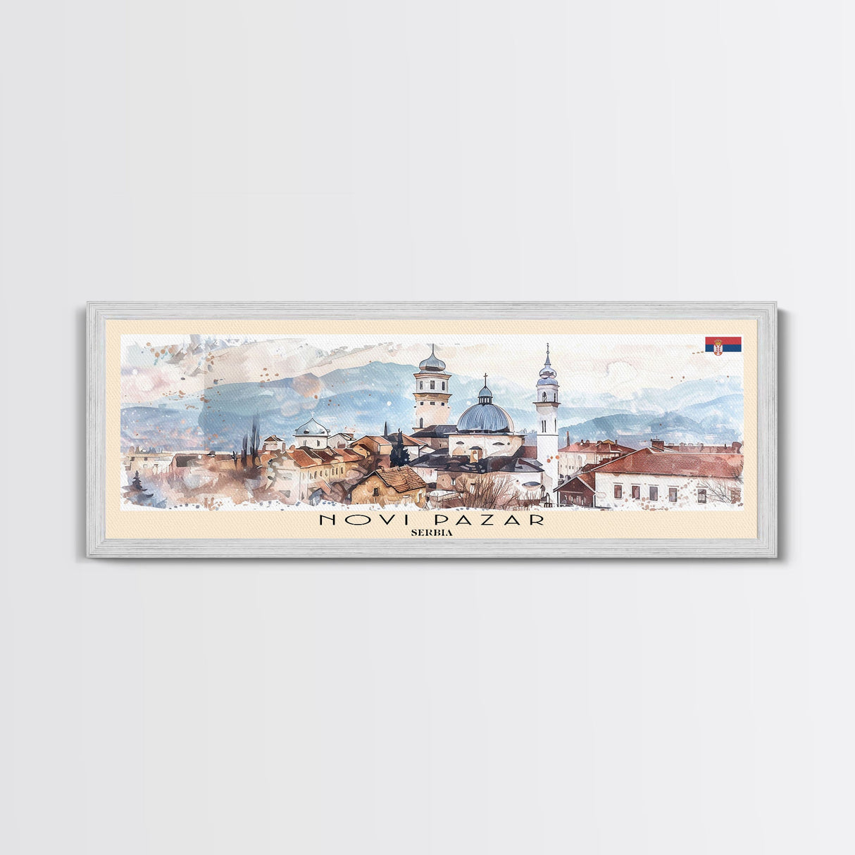 Novi Pazar Serbia Travel Print Wall Art, Panoramic City Art, Travel Art, Wall Decor, Vacation Gift, Framed Canvas Print Or Metal Art