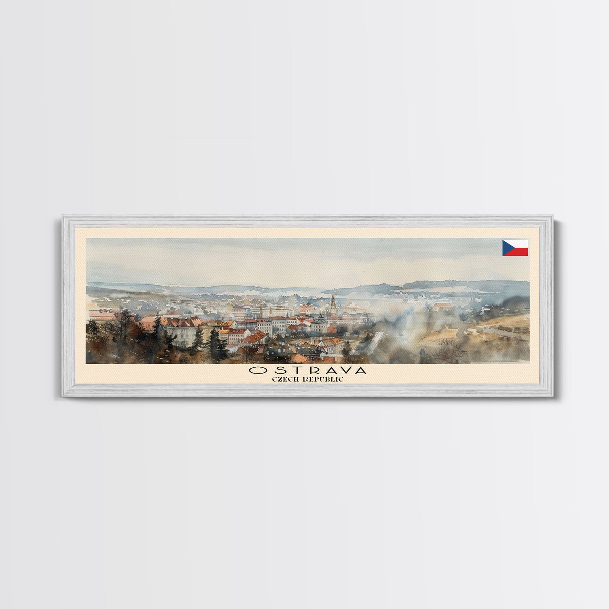 Ostrava Czech Republic Wall Art, Panoramic Travel Poster, Panoramic Framed Canvas Print, City Wall Art, Wall Hanging Home Decor, Travel Art