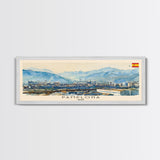 Pamplona Spain Panoramic Travel Poster, Framed Canvas Print or Metal Wall Art, Travel Art, Home Decor, Panoramic Painting, Midcentury Art