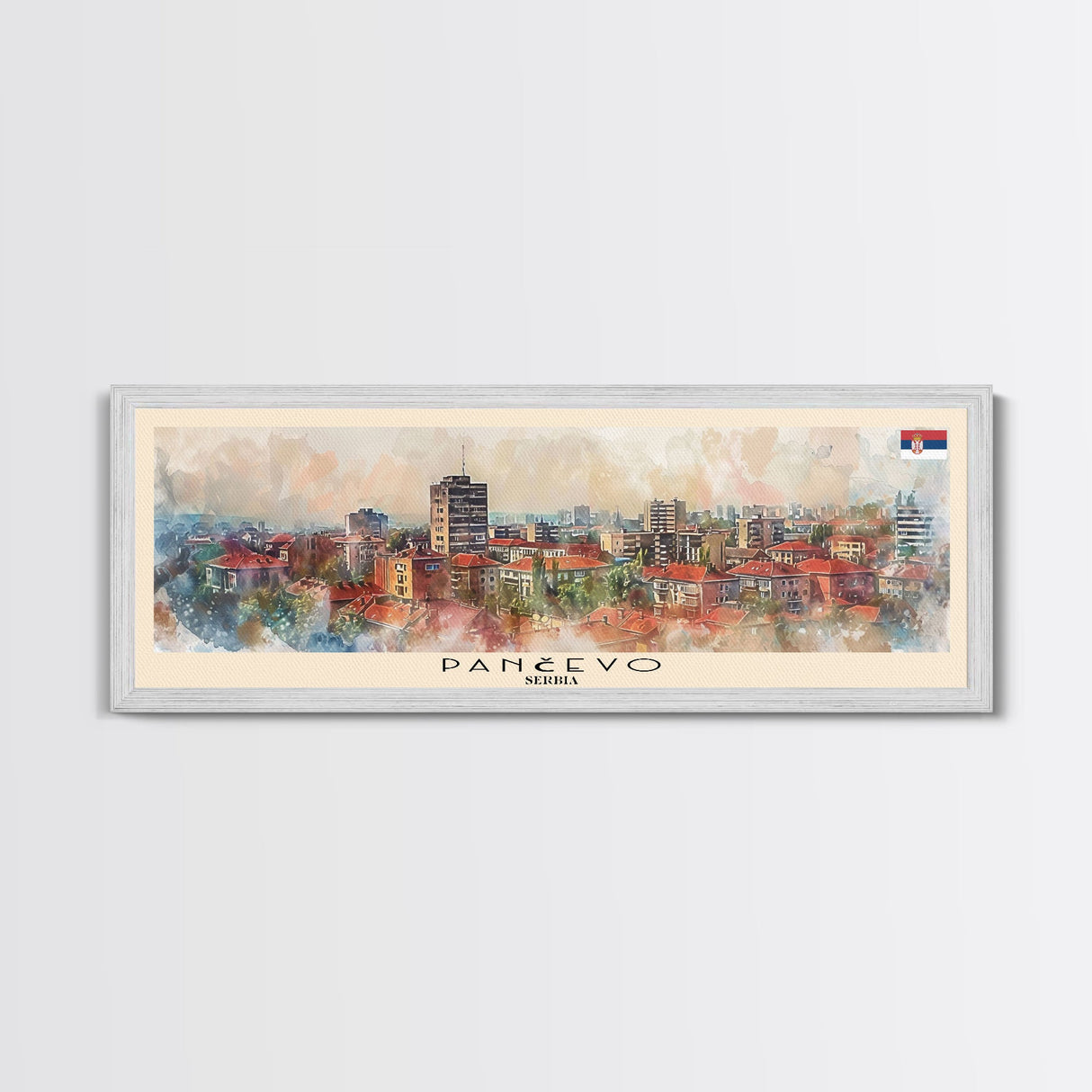 Panevo Serbia Wall Art, Panoramic Travel Poster, Panoramic Framed Canvas Print, City Wall Art, Wall Hanging Home Decor, Travel Art