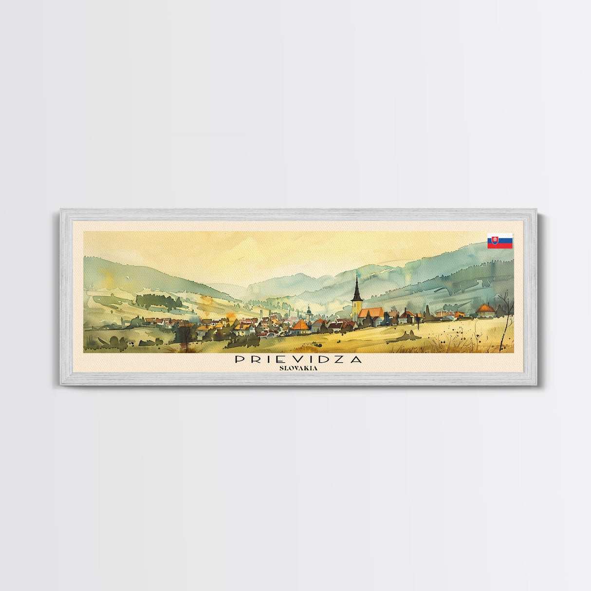 Prievidza Slovakia Travel Print Wall Art, Panoramic City Art, Travel Art, Wall Decor, Vacation Gift, Framed Canvas Print Or Metal Art