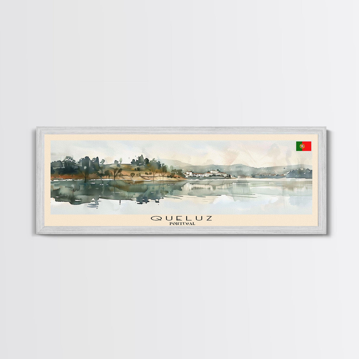 Queluz Portugal Wall Art, Panoramic Travel Poster, Panoramic Framed Canvas Print, City Wall Art, Wall Hanging Home Decor, Travel Art