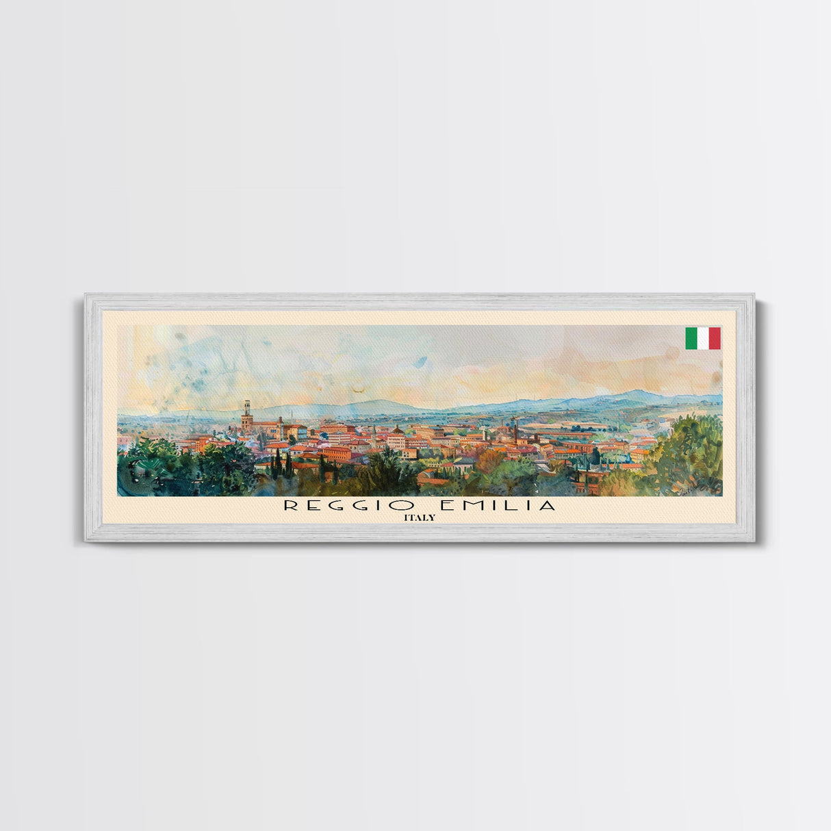 Reggio Emilia Italy Travel Print Wall Art, Panoramic City Art, Travel Art, Wall Decor, Vacation Gift, Framed Canvas Print Or Metal Art