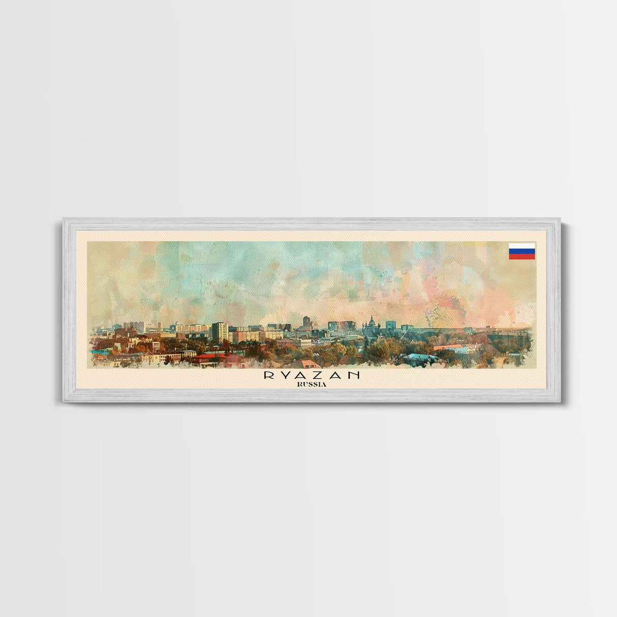 Ryazan Russia Panoramic Travel Poster, Framed Canvas Print or Metal Wall Art, Travel Art, Home Decor, Panoramic Painting, Midcentury Art