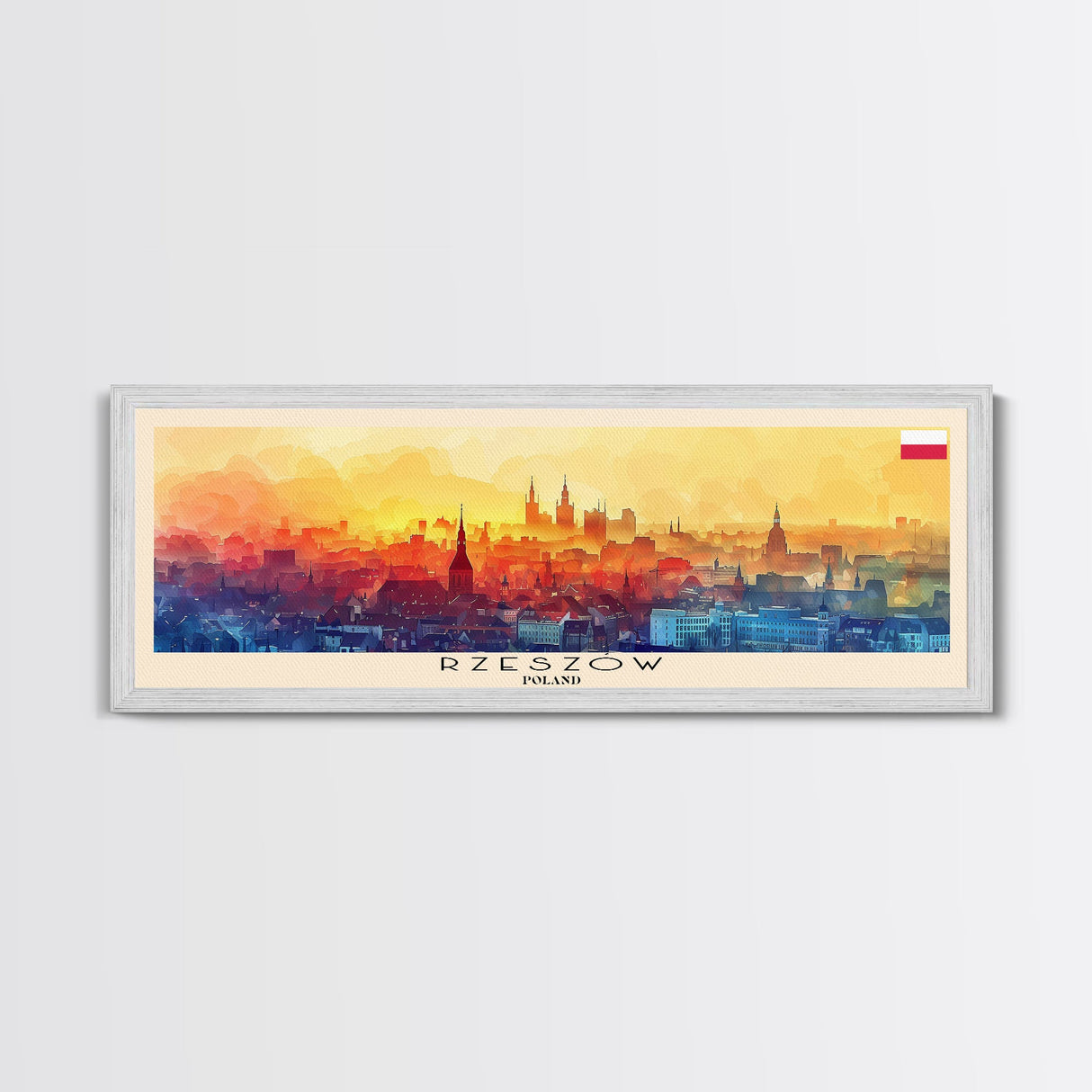 Rzeszow Poland Wall Art, Panoramic Travel Poster, Panoramic Framed Canvas Print, City Wall Art, Wall Hanging Home Decor, Travel Art