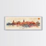 Seville Spain Panoramic Travel Poster, Framed Canvas Print or Metal Wall Art, Travel Art, Home Decor, Panoramic Painting, Midcentury Art