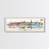 Stockholm Sweden Travel Art, City Art, Framed Canvas Print or Metal Wall Art, Europe Travel Poster, Panoramic Wall Art, Extra Wide Wall Art