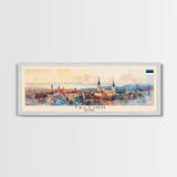 Tallinn Estonia Panoramic Travel Poster, Framed Canvas Print or Metal Wall Art, Travel Art, Home Decor, Panoramic Painting, Midcentury Art