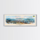 Ternopil Ukraine Panoramic Travel Poster, Framed Canvas Print or Metal Wall Art, Travel Art, Home Decor, Panoramic Painting, Midcentury Art