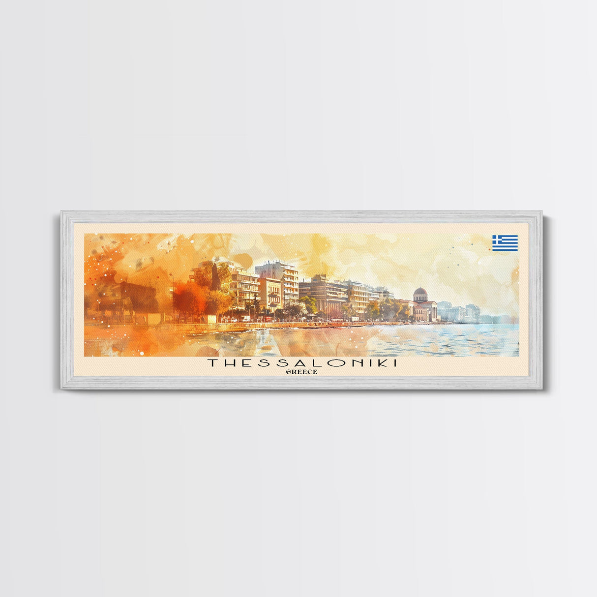 Thessaloniki Greece Travel Art, City Art, Framed Canvas Print or Metal Wall Art, Europe Travel Poster, Panoramic Wall Art, Extra Wide Wall Art