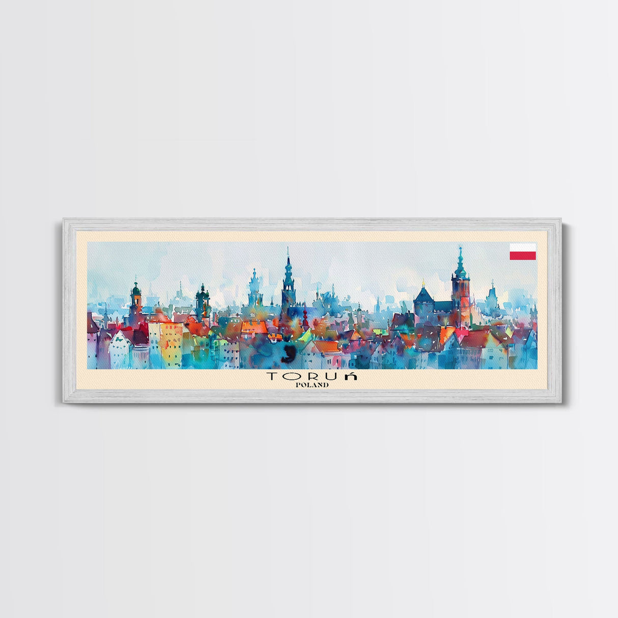 Torun Poland Travel Art, City Art, Framed Canvas Print or Metal Wall Art, Europe Travel Poster, Panoramic Wall Art, Extra Wide Wall Art