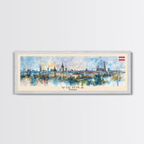 Vienna Austria Panoramic Travel Poster, Framed Canvas Print or Metal Wall Art, Travel Art, Home Decor, Panoramic Painting, Midcentury Art