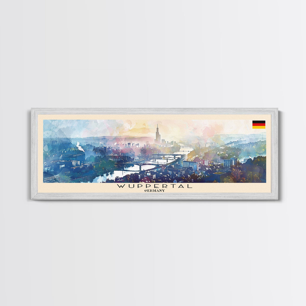 Wuppertal Germany Travel Art, City Art, Framed Canvas Print or Metal Wall Art, Europe Travel Poster, Panoramic Wall Art, Extra Wide Wall Art