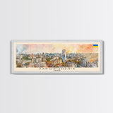 Zaporizhzhia Ukraine Panoramic Travel Poster, Framed Canvas Print or Metal Wall Art, Travel Art, Home Decor, Panoramic Painting, Midcentury Art