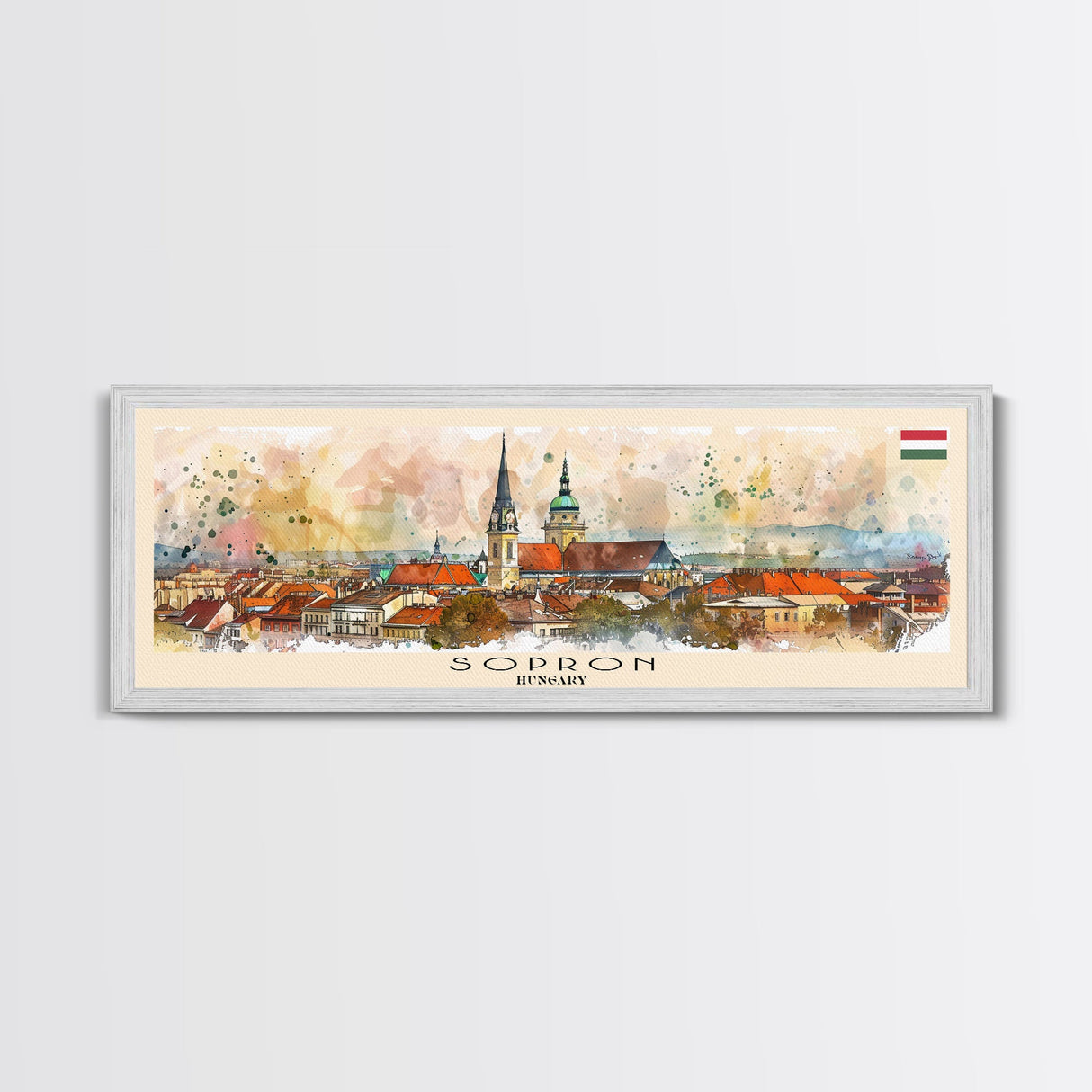 Sopron Hungary Travel Art, City Art, Framed Canvas Print or Metal Wall Art, Europe Travel Poster, Panoramic Wall Art, Extra Wide Wall Art