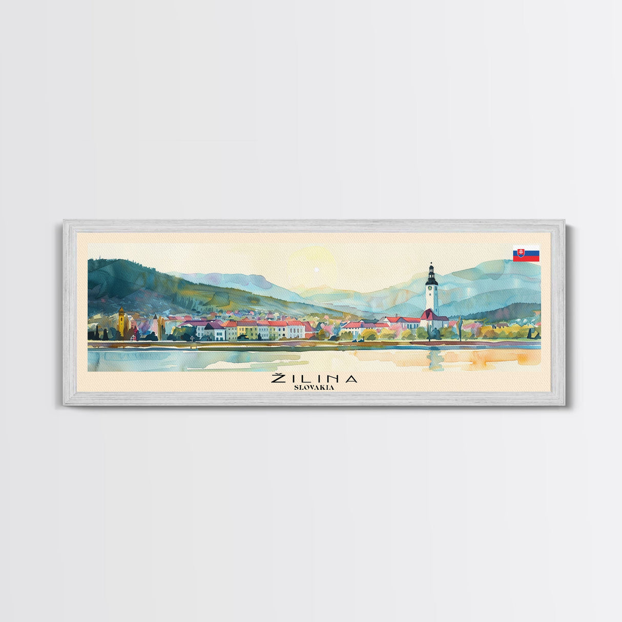 Zilina Slovakia Panoramic Travel Poster, Framed Canvas Print or Metal Wall Art, Travel Art, Home Decor, Panoramic Painting, Midcentury Art