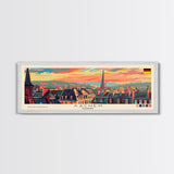 Aachen Germany  Panoramic Travel Poster, Framed Canvas Print or Metal Wall Art, Travel Art, Home Decor, Panoramic Painting, Midcentury Art