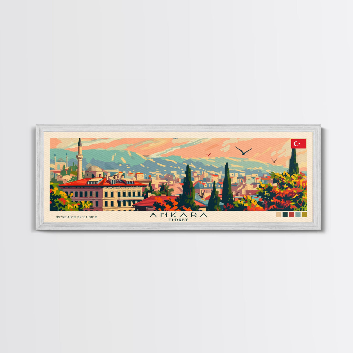 Ankara Turkey Travel Print Wall Art, Panoramic City Art, Travel Art, Wall Decor, Vacation Gift, Framed Canvas Print Or Metal Art