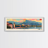 Antalya Turkey Panoramic Travel Poster, Framed Canvas Print or Metal Wall Art, Travel Art, Home Decor, Panoramic Painting, Midcentury Art