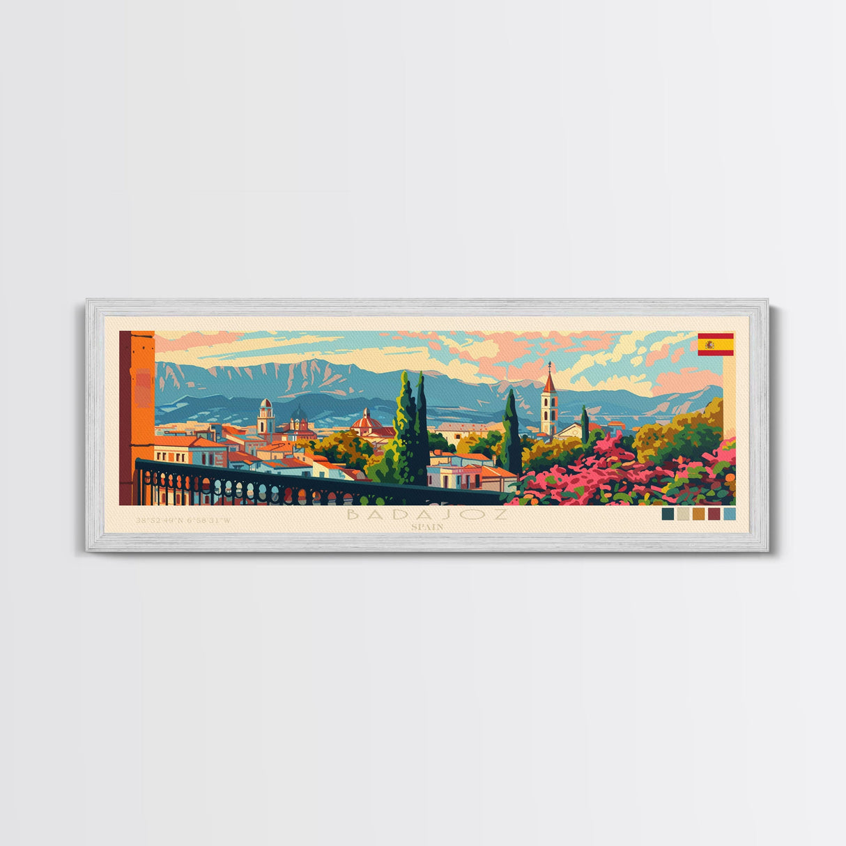 Badajoz Spain Wall Art, Panoramic Travel Poster, Panoramic Framed Canvas Print, City Wall Art, Wall Hanging Home Decor, Travel Art