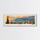 Bar Montenegro Panoramic Travel Poster, Framed Canvas Print or Metal Wall Art, Travel Art, Home Decor, Panoramic Painting, Midcentury Art