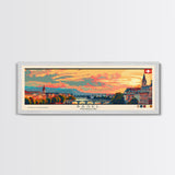 Basel SwitzerlandTravel Art, City Art, Framed Canvas Print or Metal Wall Art, Europe Travel Poster, Panoramic Wall Art, Extra Wide Wall Art