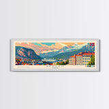 Bergen Norway Wall Art, Panoramic Travel Poster, Panoramic Framed Canvas Print, City Wall Art, Wall Hanging Home Decor, Travel Art