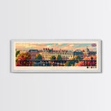 Cambridge United Kingdom Travel Print Wall Art, Panoramic City Art, Travel Art, Wall Decor, Vacation Gift, Framed Canvas Print Or Metal Art