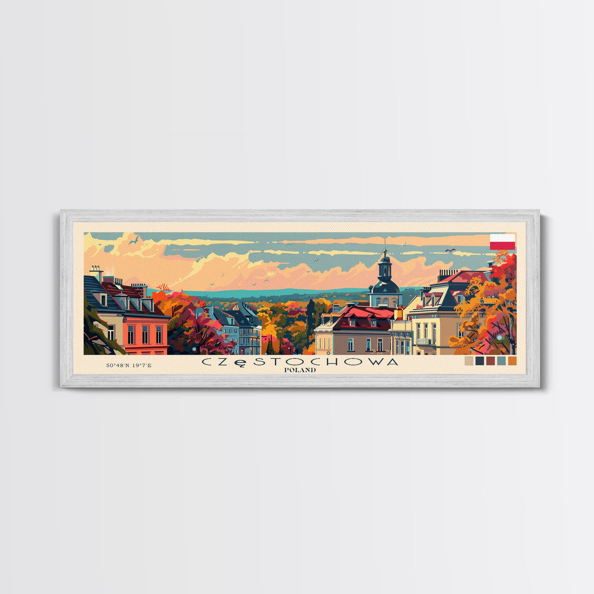 Czestochowa Poland Travel Art, City Art, Framed Canvas Print or Metal Wall Art, Europe Travel Poster, Panoramic Wall Art, Extra Wide Wall Art