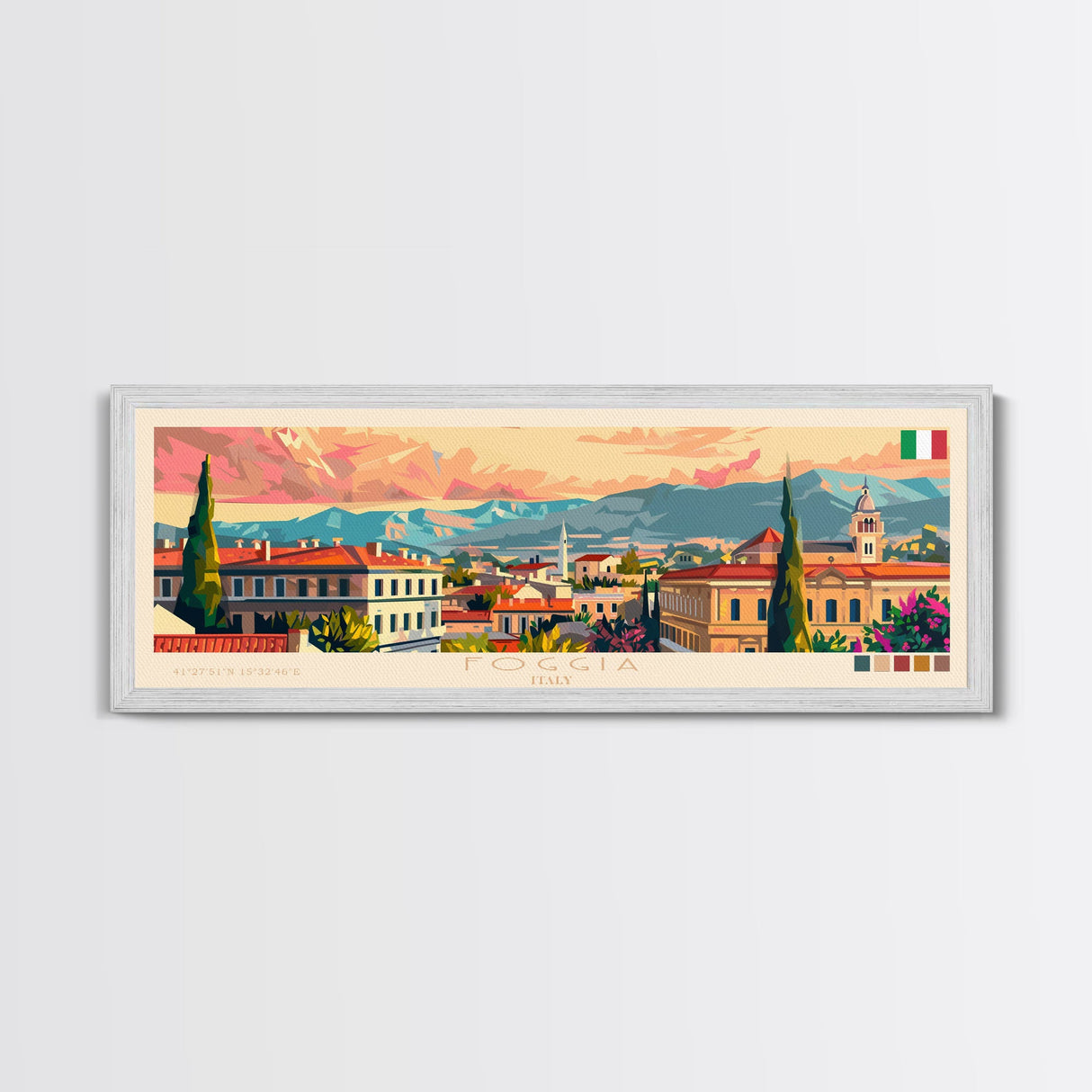 Foggia Italy Wall Art, Panoramic Travel Poster, Panoramic Framed Canvas Print, City Wall Art, Wall Hanging Home Decor, Travel Art