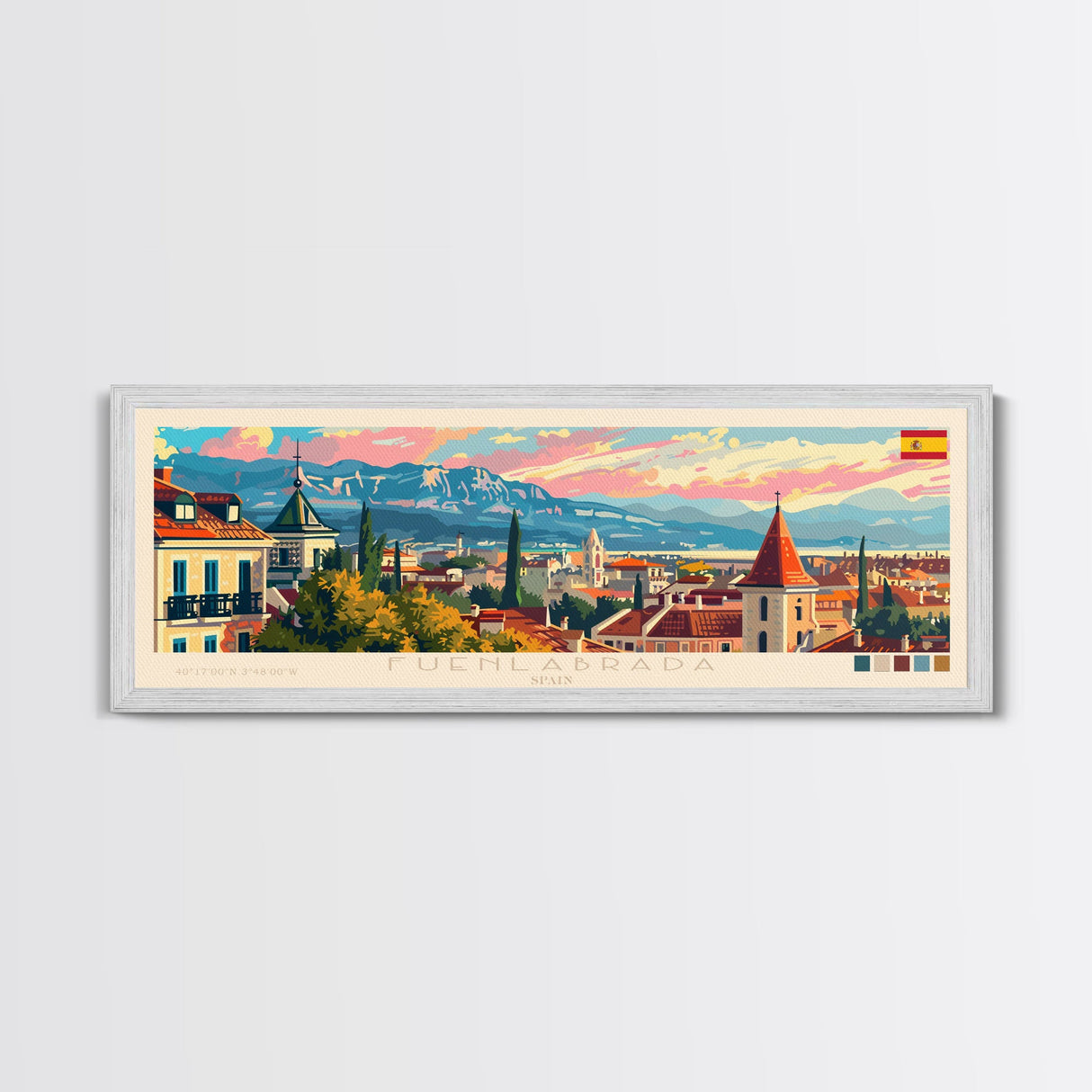 Fuenlabrada Spain Wall Art, Panoramic Travel Poster, Panoramic Framed Canvas Print, City Wall Art, Wall Hanging Home Decor, Travel Art