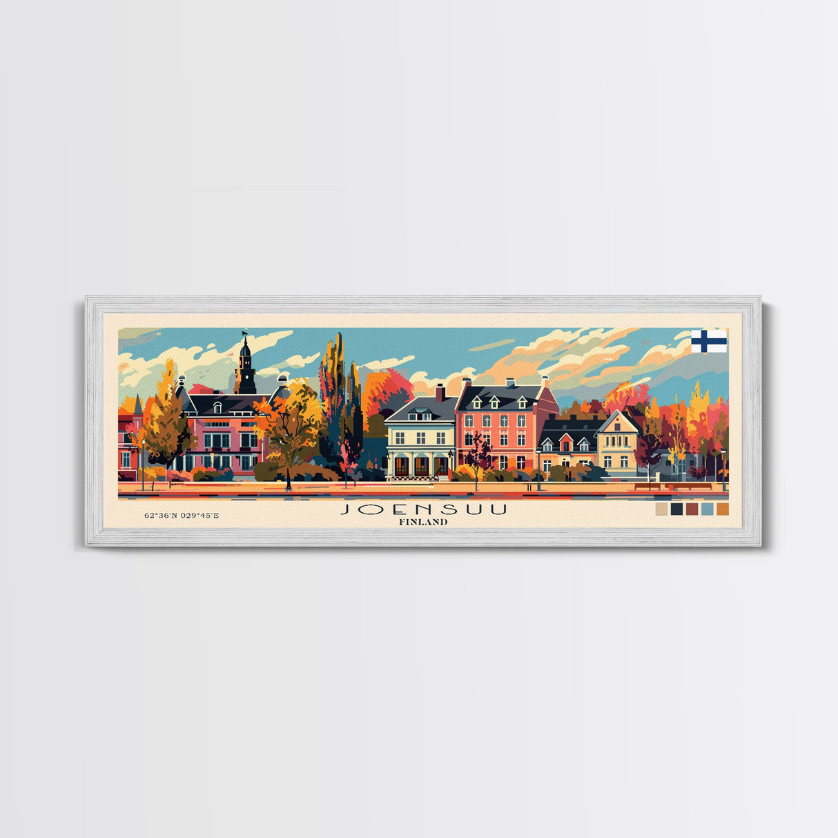 Joensuu Finland Wall Art, Panoramic Travel Poster, Panoramic Framed Canvas Print, City Wall Art, Wall Hanging Home Decor, Travel Art