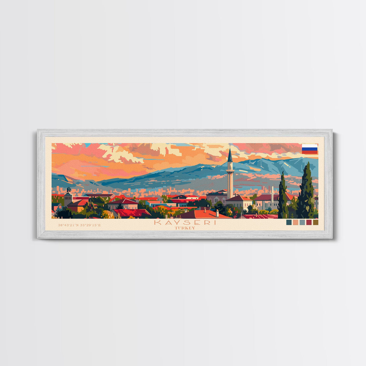 Kayseri Turkey Travel Art, City Art, Framed Canvas Print or Metal Wall Art, Europe Travel Poster, Panoramic Wall Art, Extra Wide Wall Art