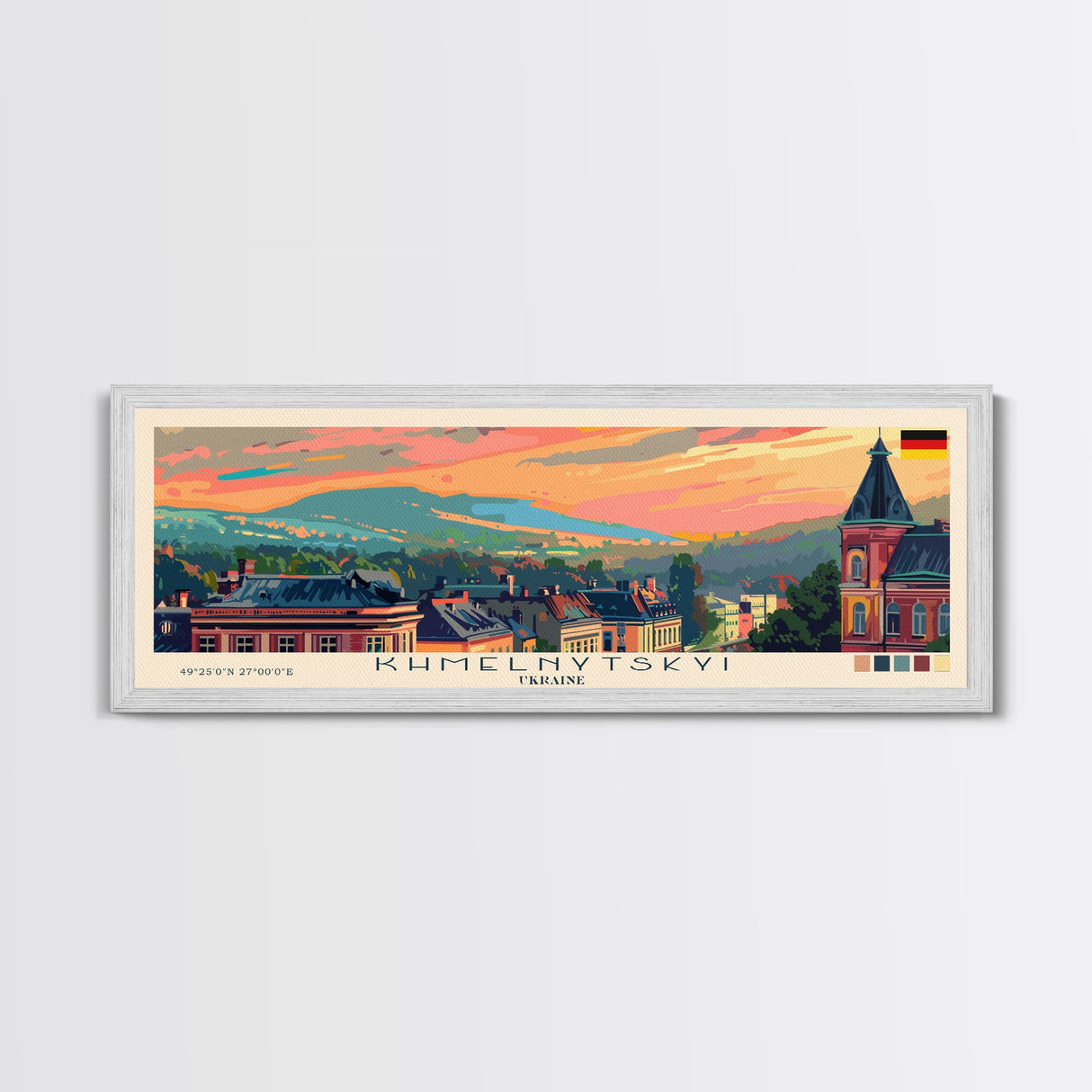 Khmelnytskyi Ukraine Travel Art, City Art, Framed Canvas Print or Metal Wall Art, Europe Travel Poster, Panoramic Wall Art, Extra Wide Wall Art